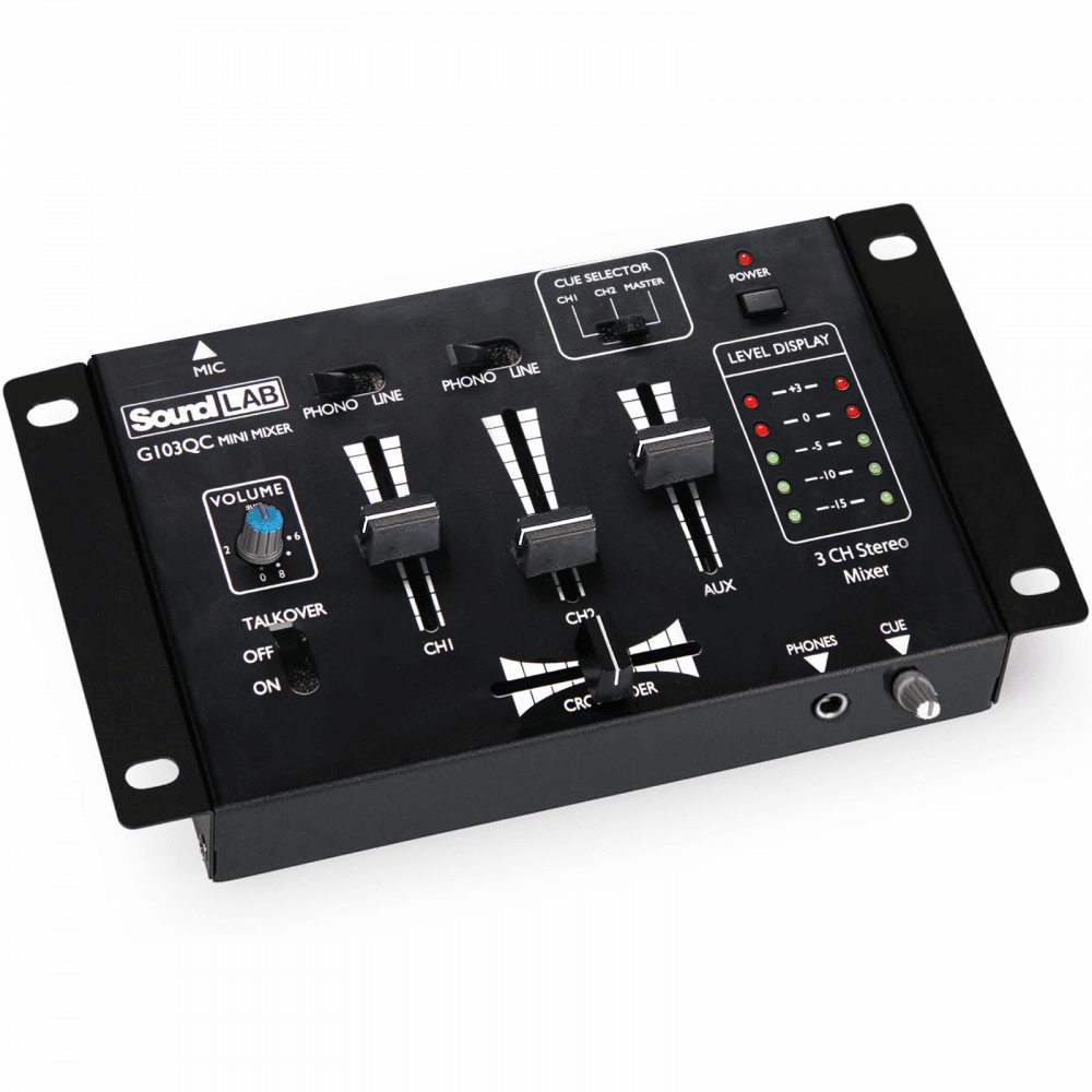 2-Channel & Mic Compact Mini Mixer With Crossfader