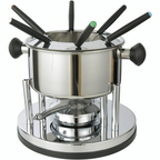Fondue Set 6 Person 10 Piece Melting Pot Stainless Steel