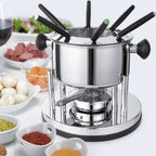 Fondue Set 6 Person 10 Piece Melting Pot Stainless Steel