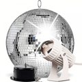 30cm Mirror Ball Party Disco Set Kit inc Motor and White Pinspot