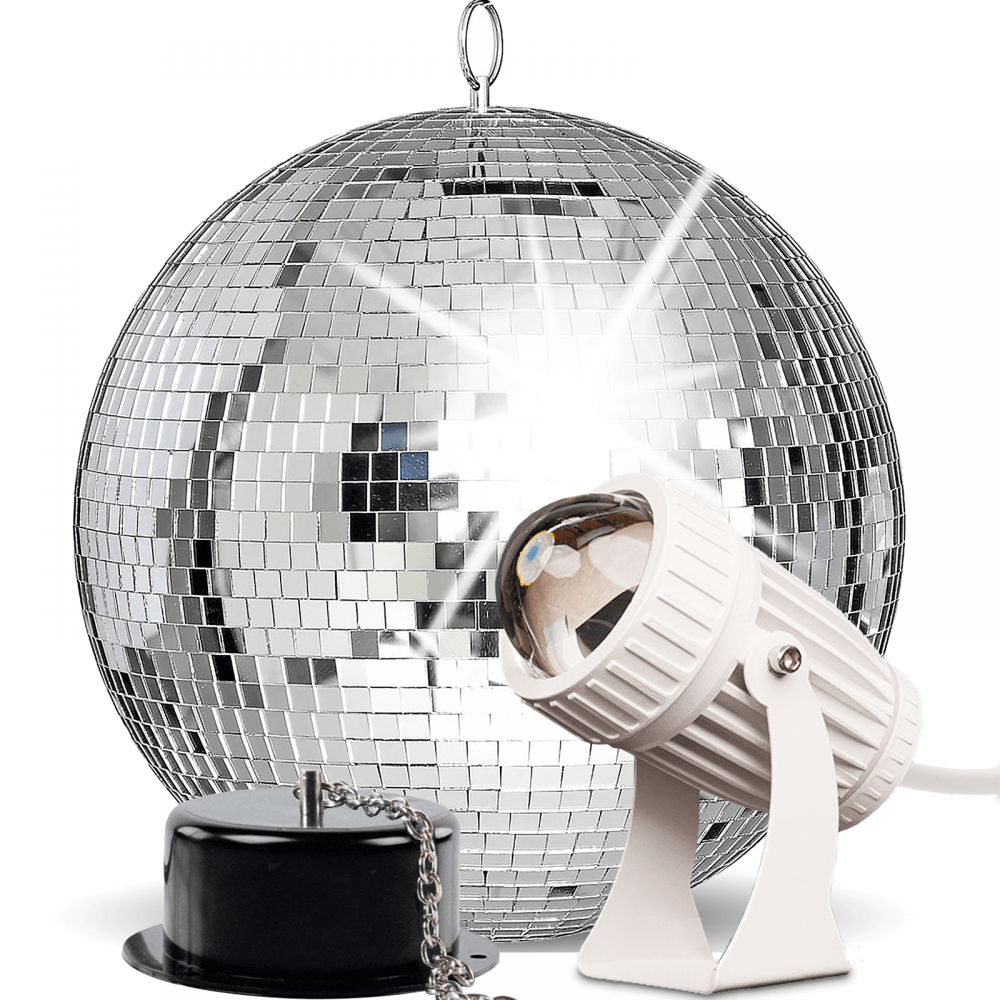 30cm Mirror Ball Party Disco Set Kit inc Motor and White Pinspot