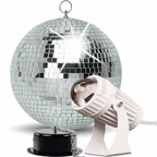 20cm Mirror Ball Party Disco Set Kit inc Motor and White Pinspot