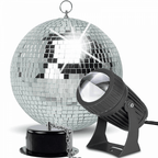 20cm Mirror Ball Party Disco Set Kit inc Motor and Black Pinspot