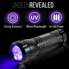 Heavy Duty Aluminium 9 LED UV Torch Lightweight - Bank note Checker