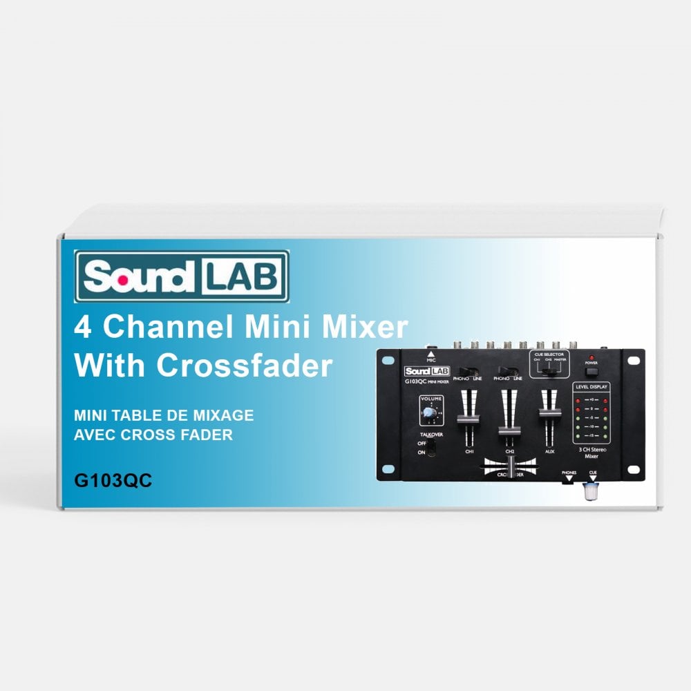 2-Channel & Mic Compact Mini Mixer With Crossfader