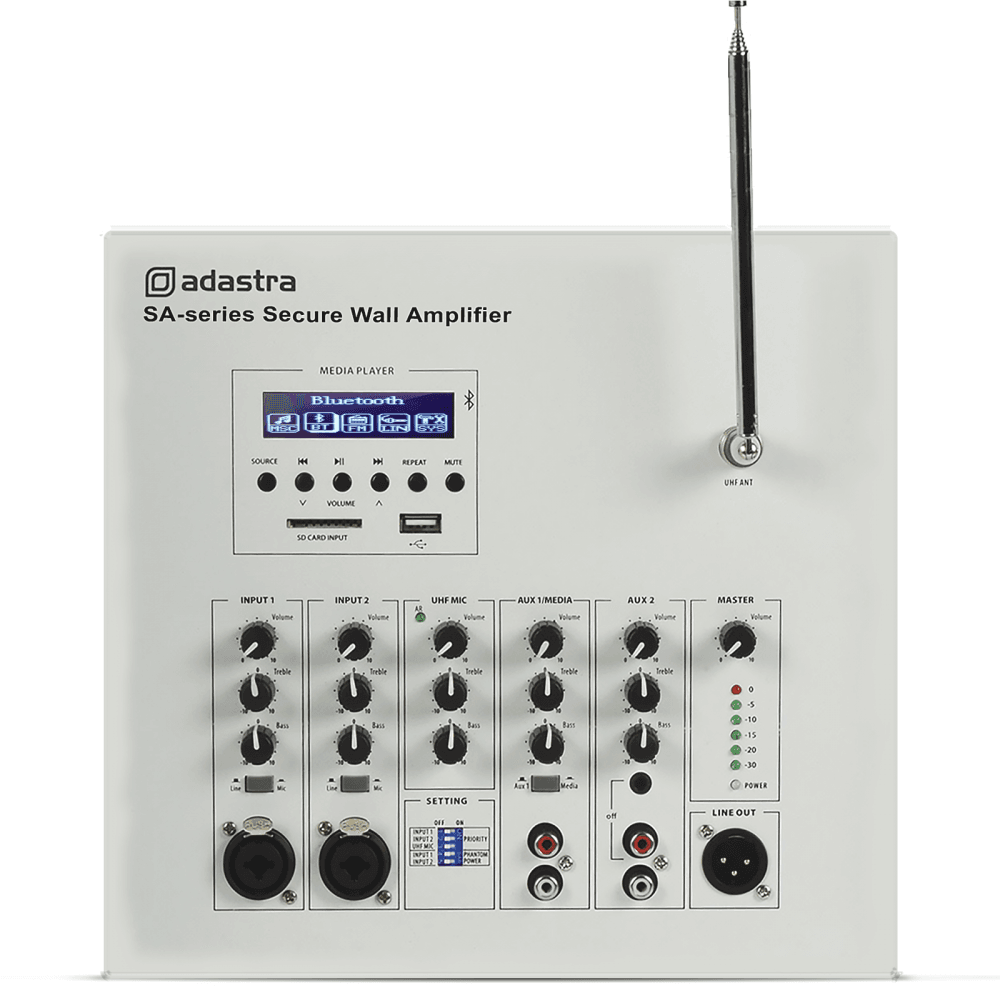 SA-240 Secure Wall Amplifier 100V with UHF Mic + Media Player