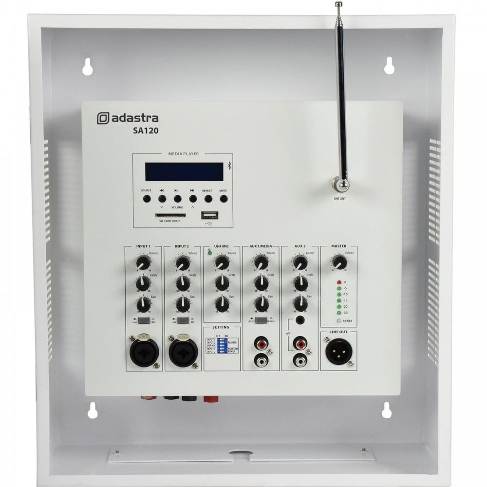 SA-120 Wall Amplifier Media Player with Speakers and UHF Mic