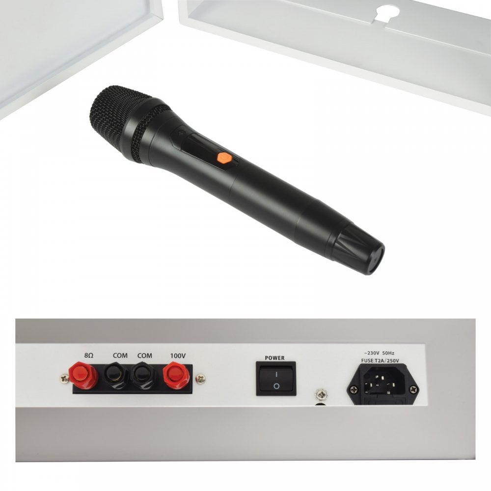 SA-120 Secure Wall Amplifier 100V with UHF Mic + Media Player