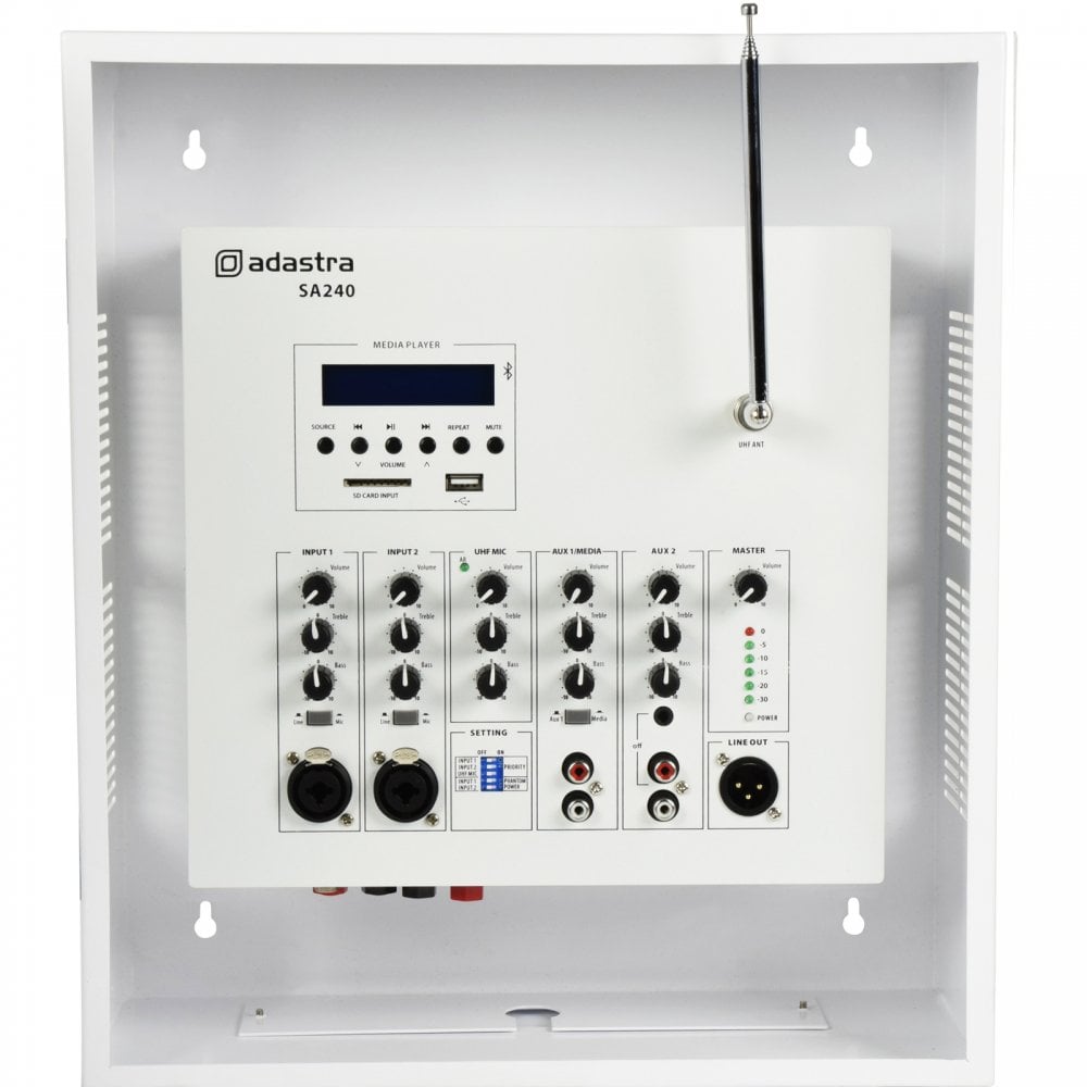 SA-240 Secure Wall Amplifier 100V with UHF Mic + Media Player