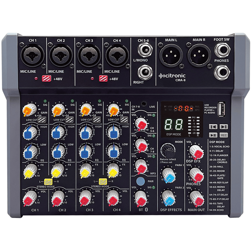 CMA-8 Compact Mixer with BT wireless and DSP Effects