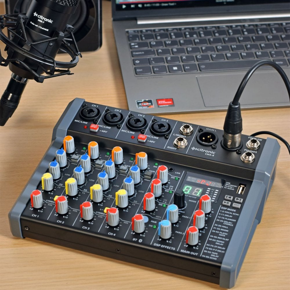 CMA-8 Compact Mixer with BT wireless and DSP Effects