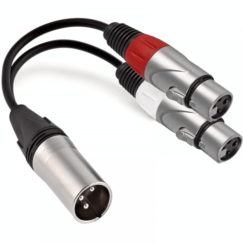 3 Pin 1x Male XLR - 2x Female XLR 0.3m Pro Quality Audio Adaptor Cable