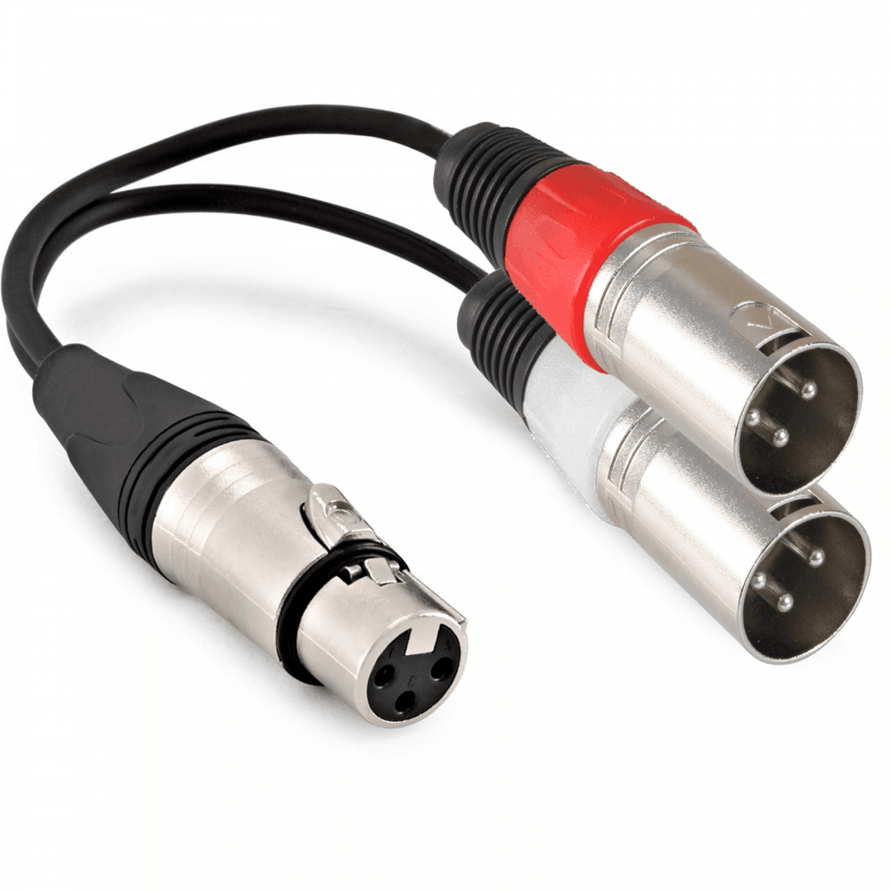 3 Pin 1x Female XLR - 2x Male XLR 0.3m Pro Quality Audio Adaptor Cable