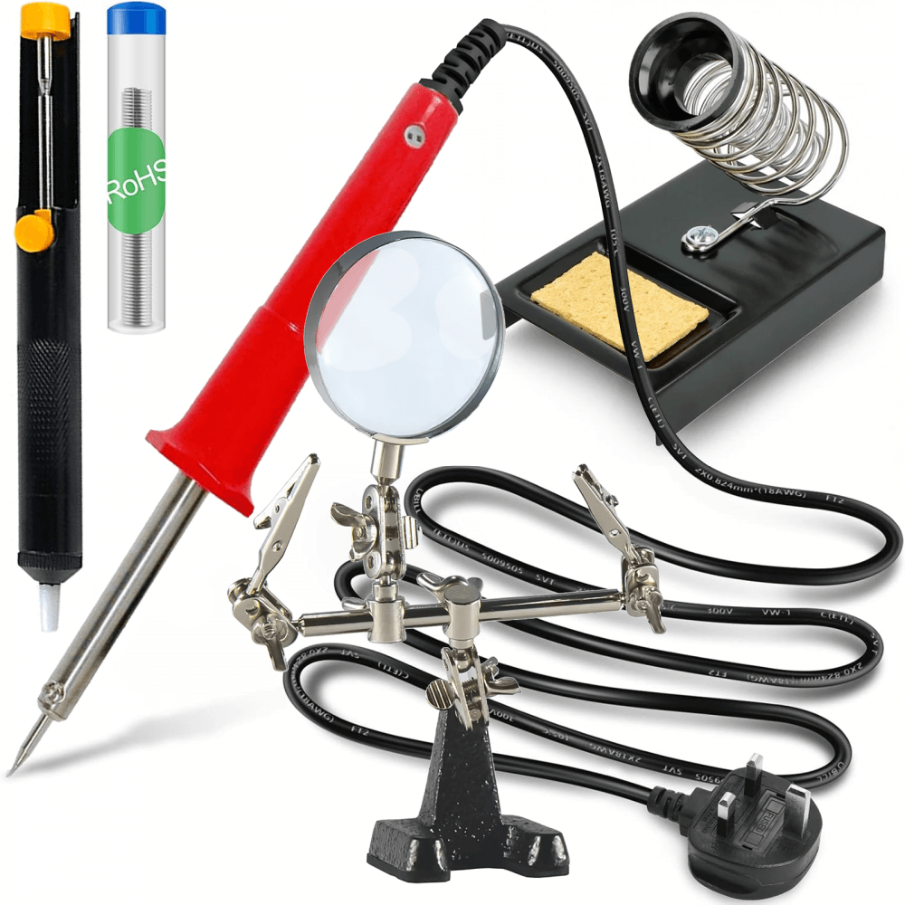 30w High Quality Mains Powered Soldering Iron Kit inc Helping Hands