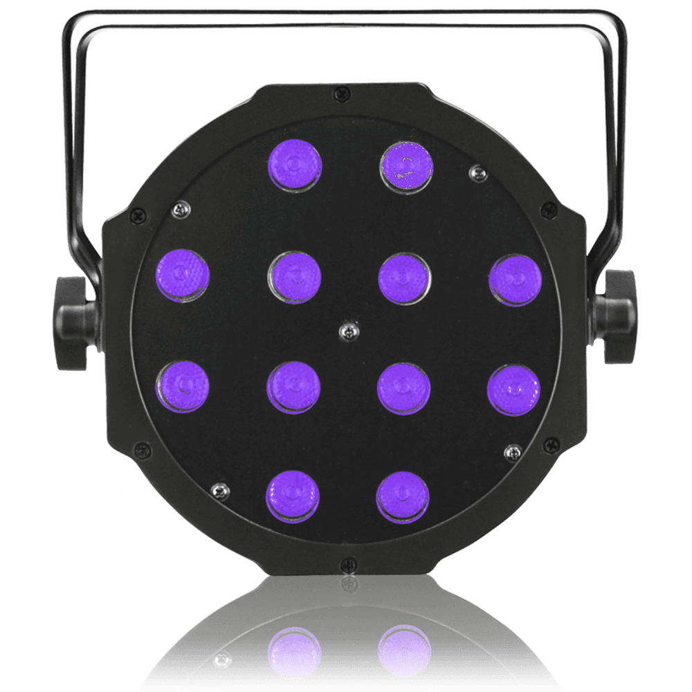 4 x MaxiPar UV LED Blacklight Par Light Fixture Inc Case and Leads