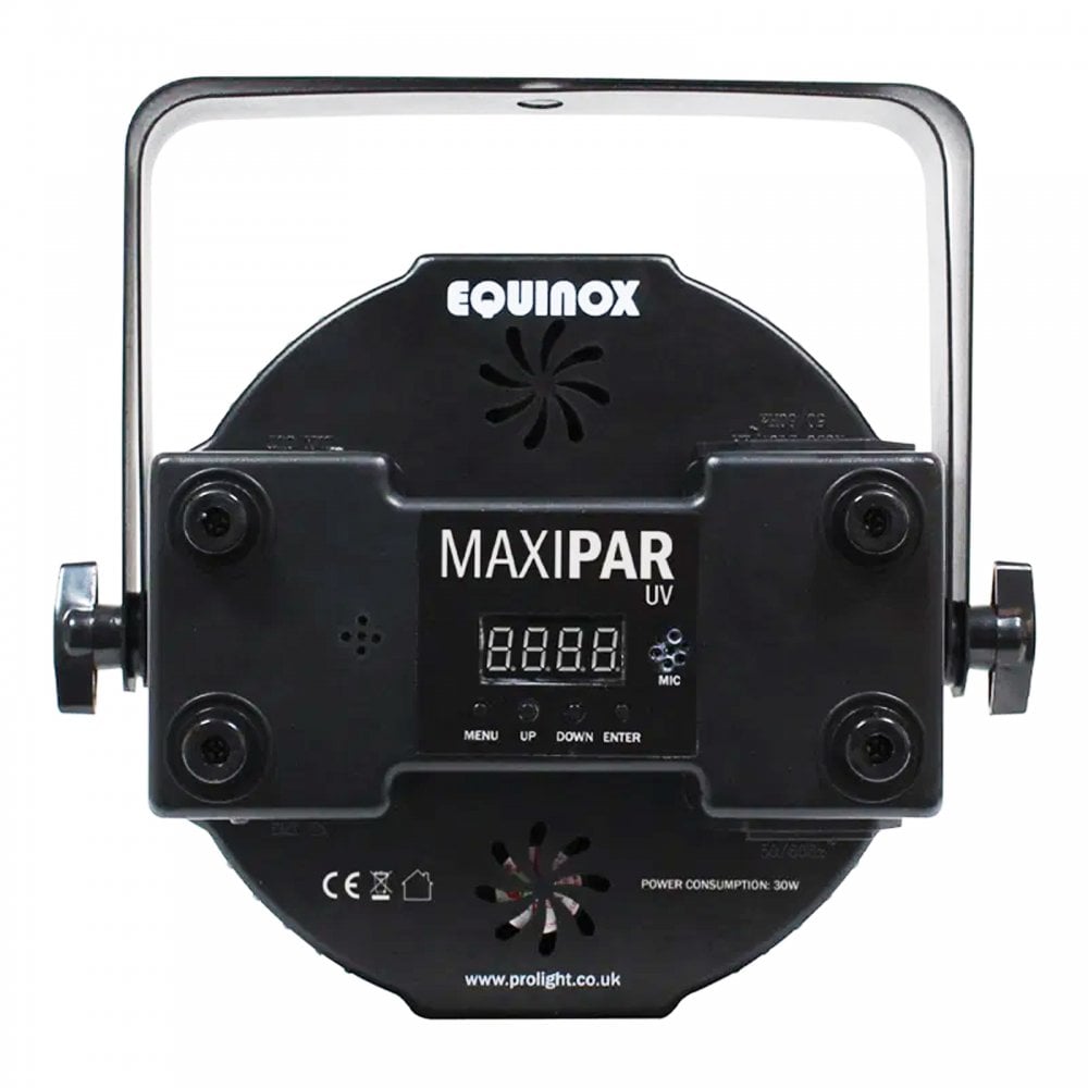 4 x MaxiPar UV LED Blacklight Par Light Fixture Inc Case and Leads