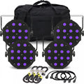 4 x MaxiPar UV LED Blacklight Par Light Fixture Inc Case and Leads