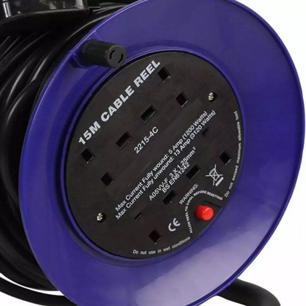 4 Gang UK Mains Socket 13A Open Cable Reel