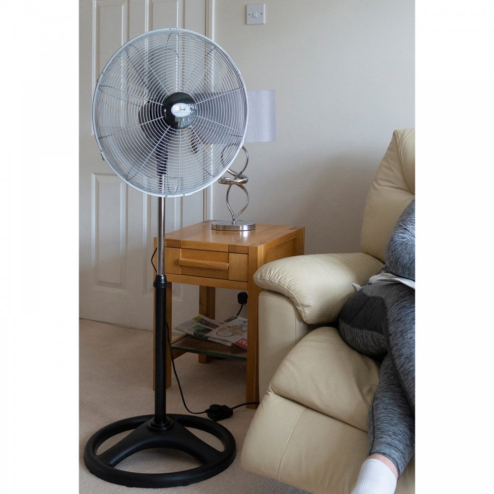 18" Pedestal Fan, Large High Speed with Heavy base, Adj Height 3 Speed Quite
