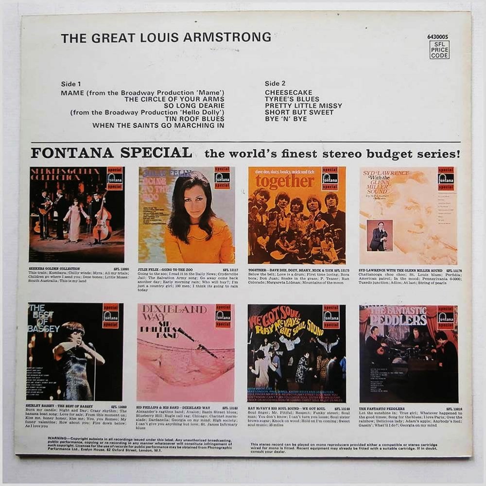 Vinyl Record of Louis Armstrong Title The Great Louis Armstrong