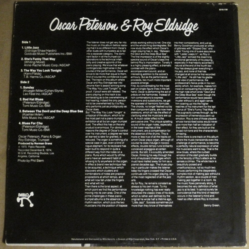 Vinyl Record of Oscar Peterson and Roy Eldridge