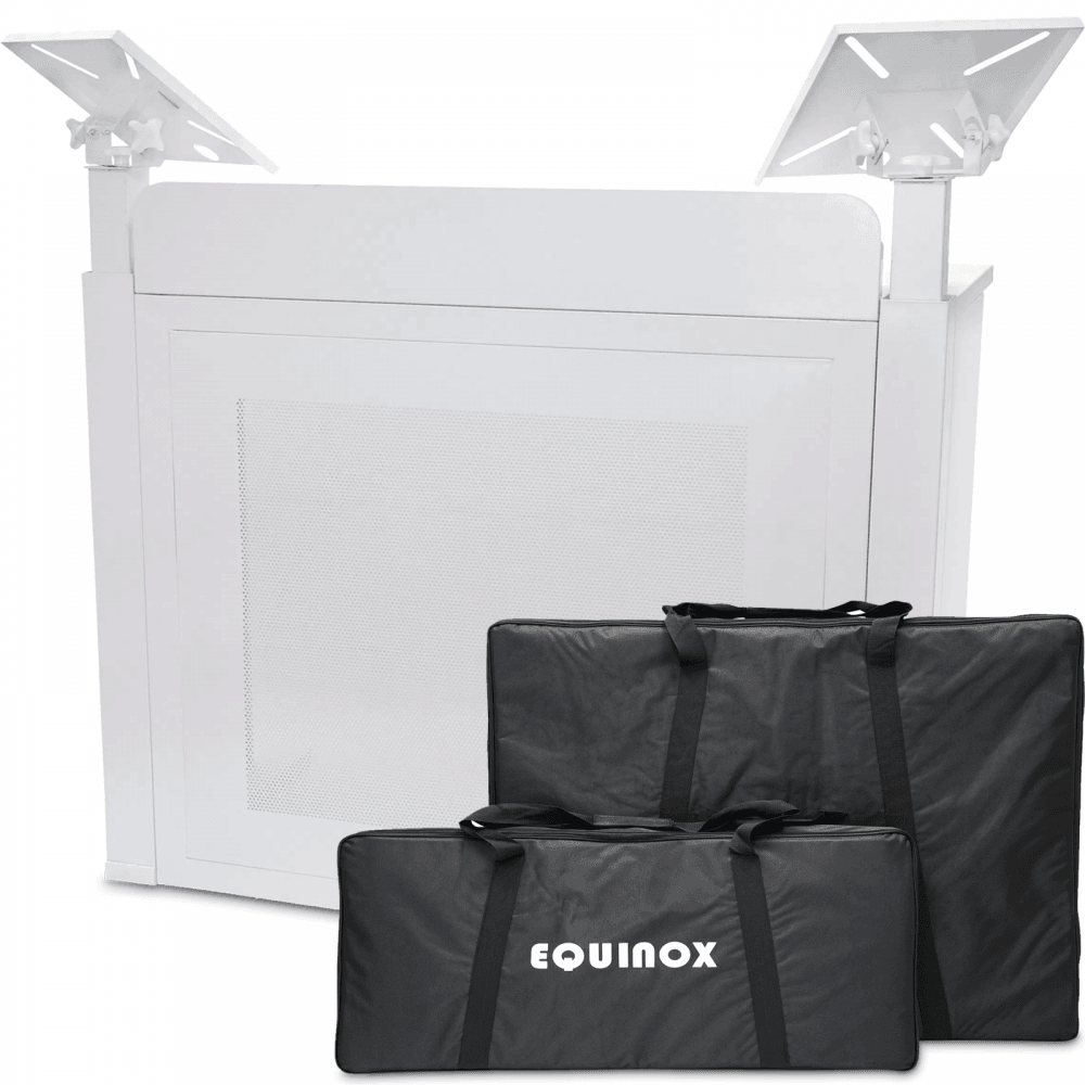 DJ Event Booth Foldable White Satin Steel Table