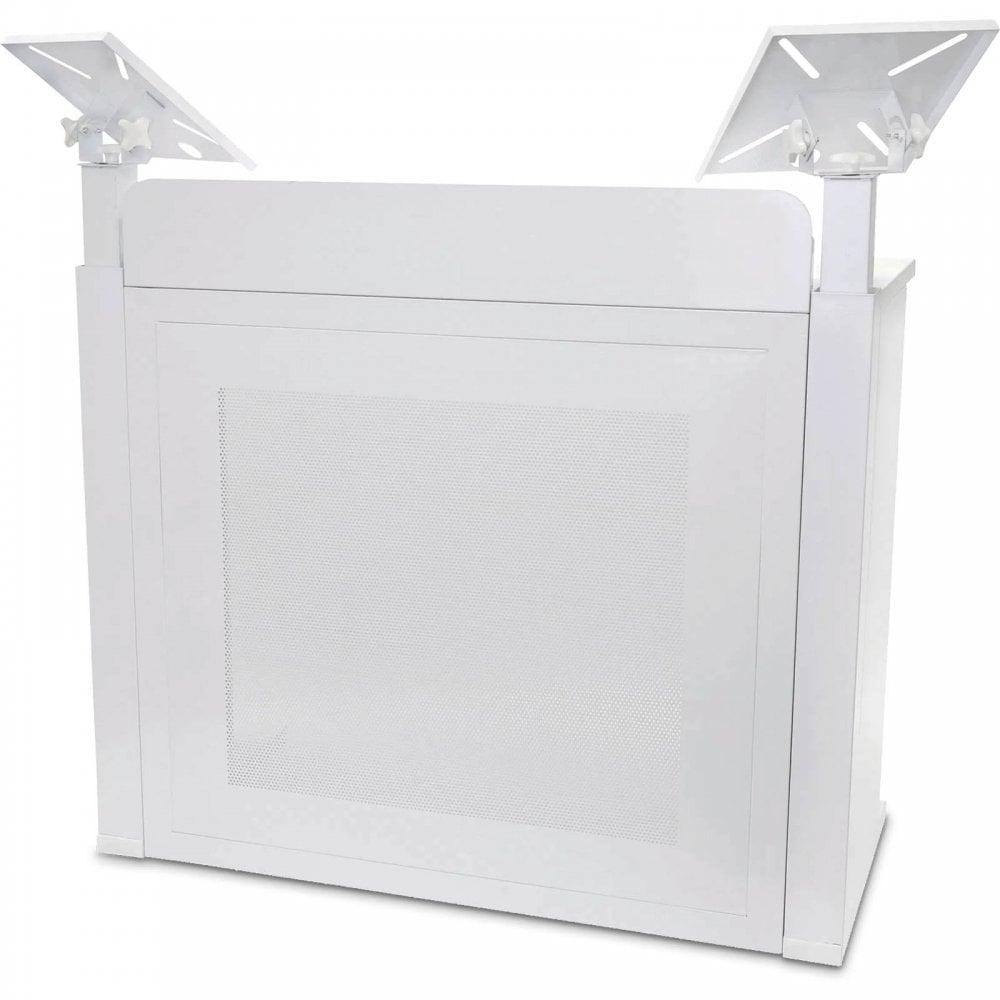 DJ Event Booth Foldable White Satin Steel Table