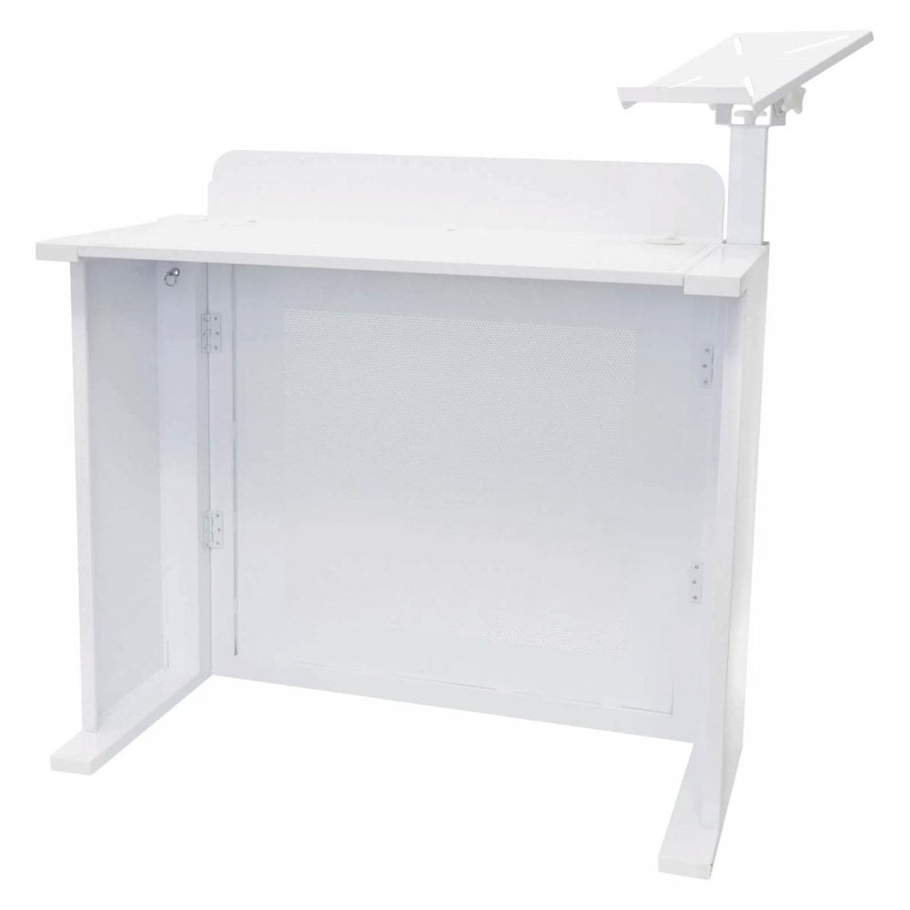 DJ Event Booth Foldable White Satin Steel Table