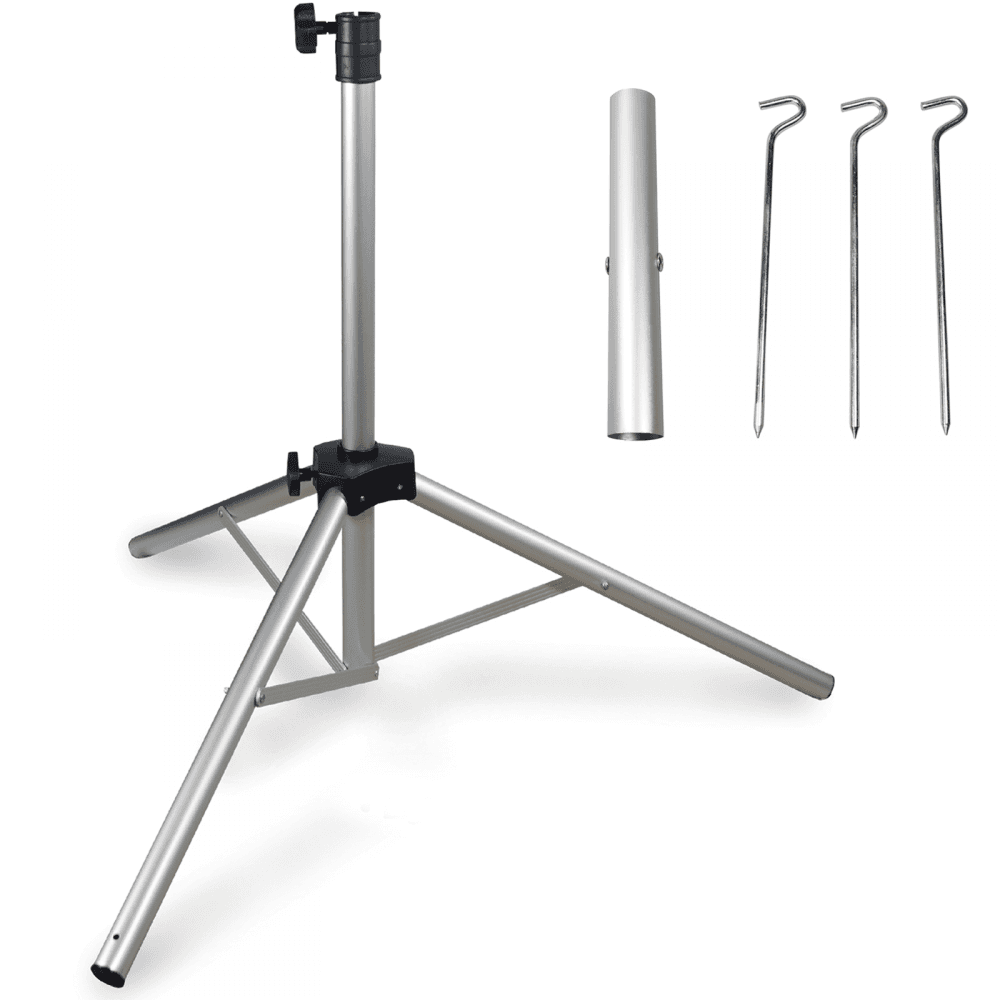 Height Adjustable Silver Satellite Stand inc Ground Pegs