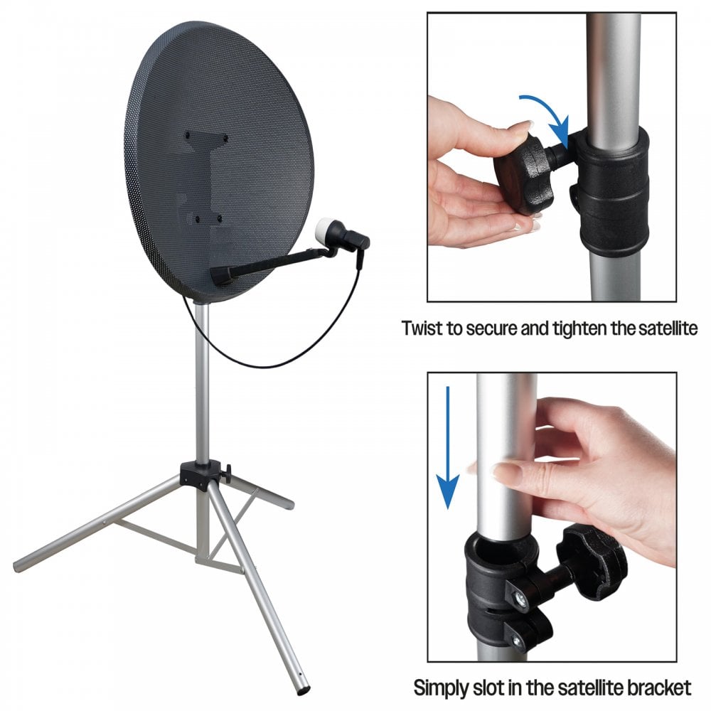 Height Adjustable Silver Satellite Stand inc Ground Pegs