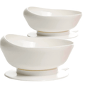 Pair of White Dignity Bowl Spill Proof Non Slip Suction Base