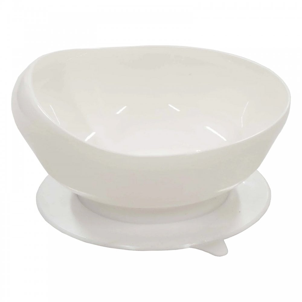 Pair of White Dignity Bowl Spill Proof Non Slip Suction Base