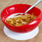Pair of Red Dignity Bowl Spill Proof Non Slip Suction Base