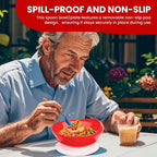 Pair of Red Dignity Bowl Spill Proof Non Slip Suction Base