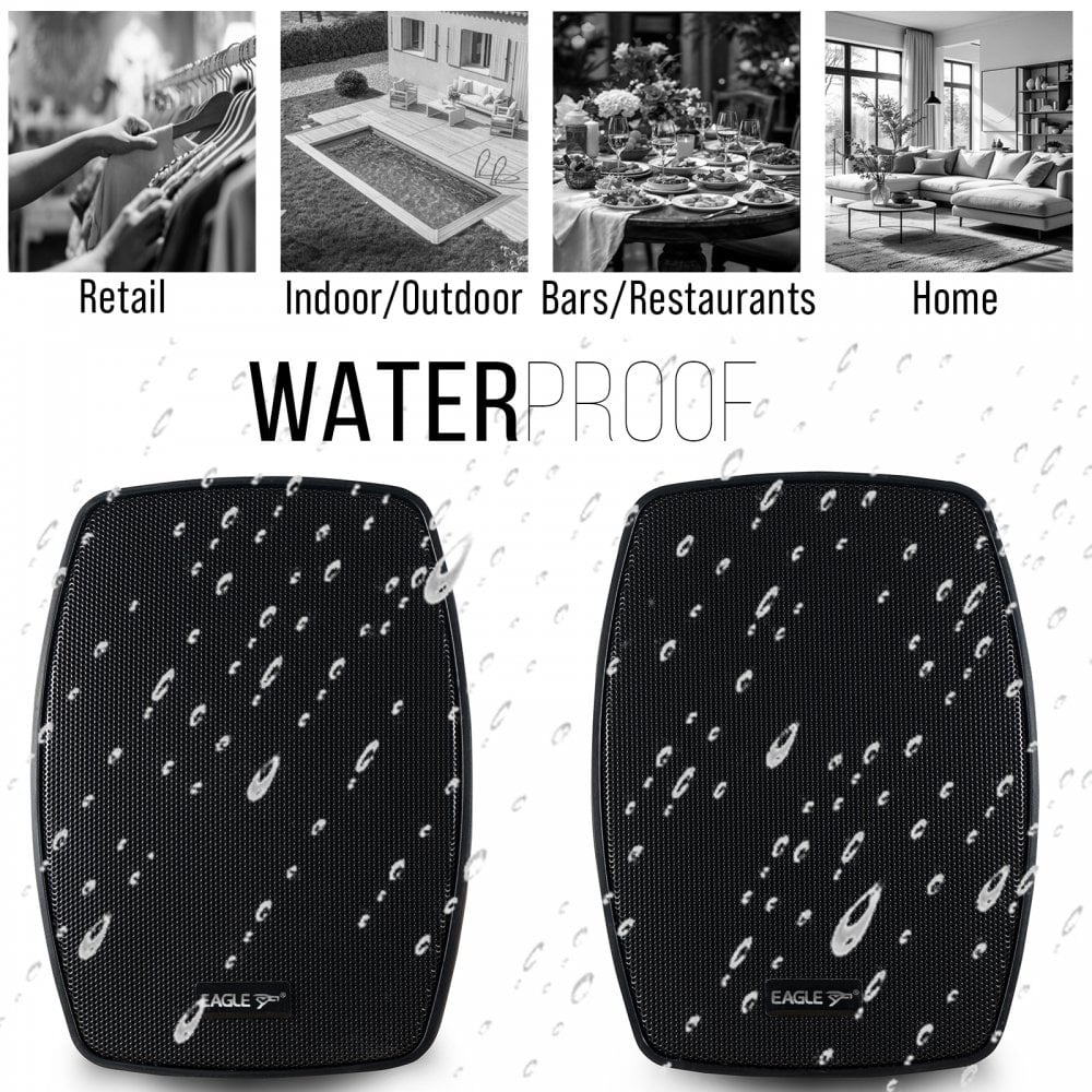 Pair of 4" Wall Speakers Indoor Outdoor Waterproof