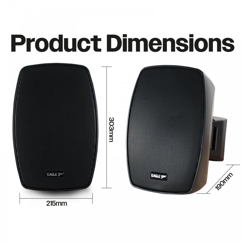 Pair of 6.5" Wall Speakers Indoor Outdoor Waterproof