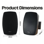Pair of 6.5" Wall Speakers Indoor Outdoor Waterproof
