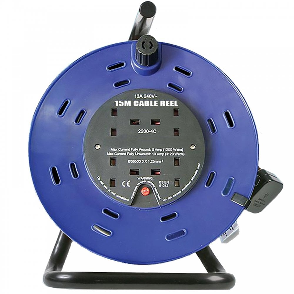 25m 4 UK Mains Socket 13A Extension Cable Reel