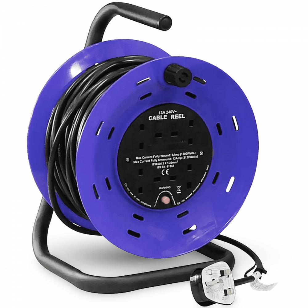 15m 4 UK Mains Socket 13A Extension Cable Reel