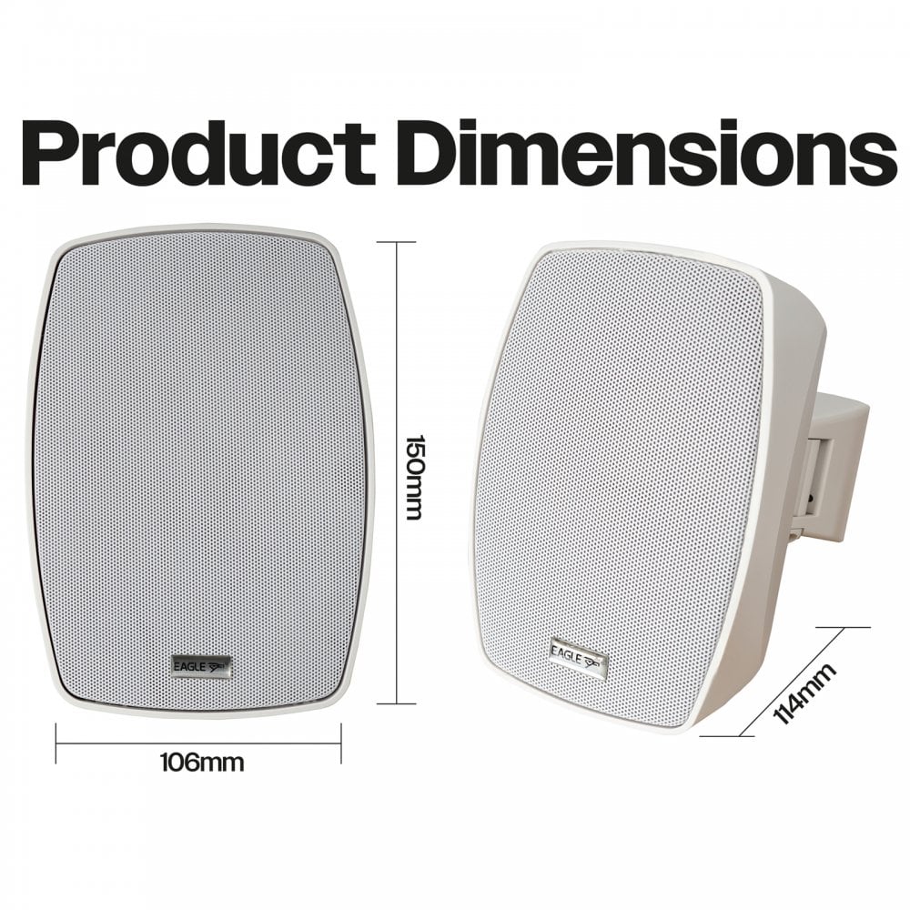 Pair of 3" Wall Speakers Indoor Outdoor Waterproof White