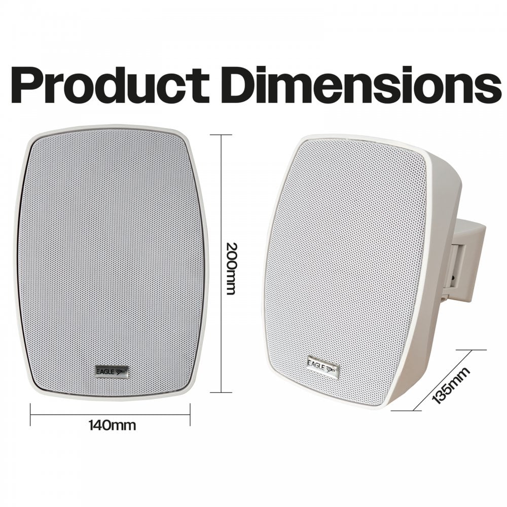 Pair of 4" Wall Speakers Indoor Outdoor Waterproof White