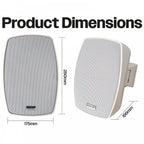 Pair of 5.25" Wall Speakers Indoor Outdoor Waterproof White