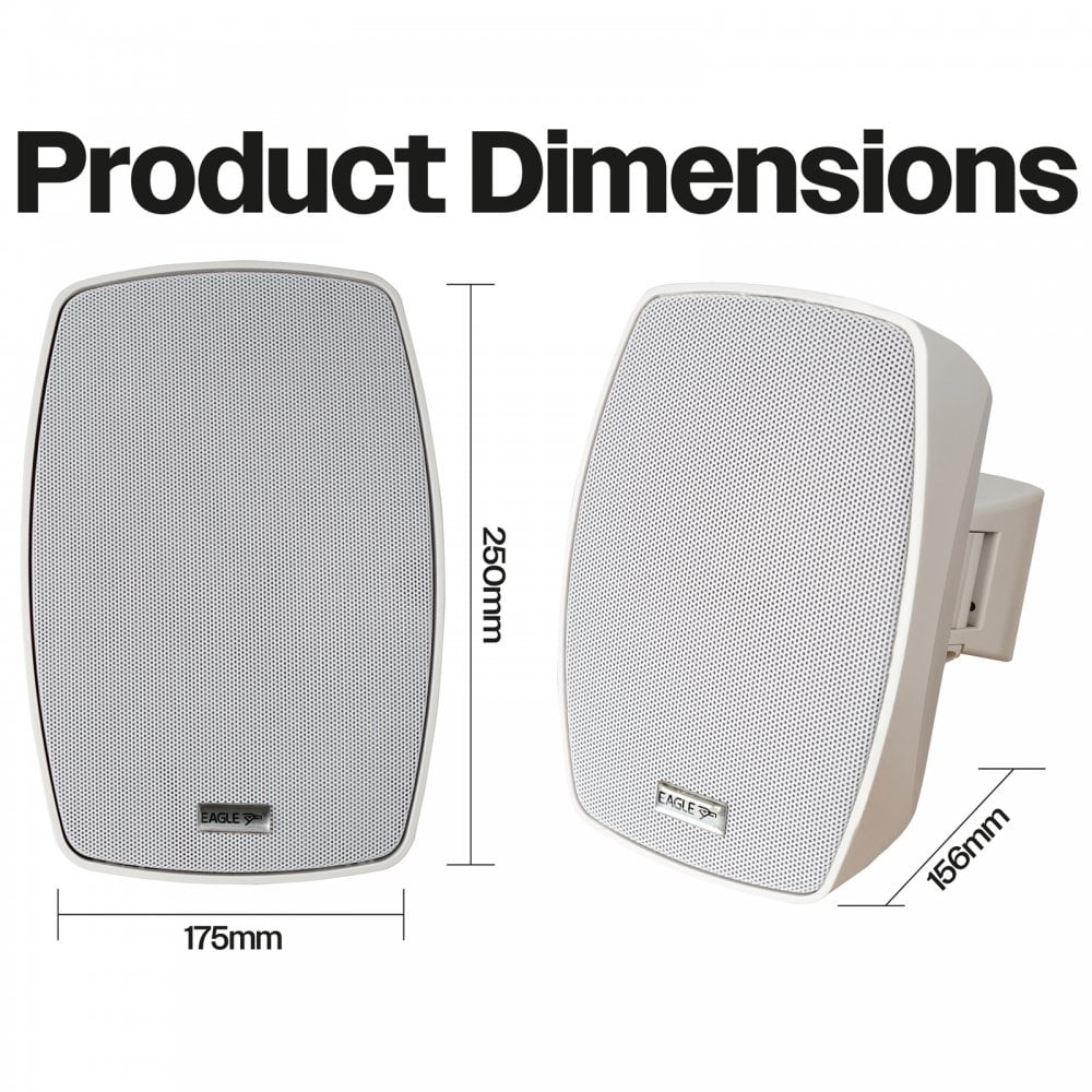 Pair of 5.25" Wall Speakers Indoor Outdoor Waterproof White