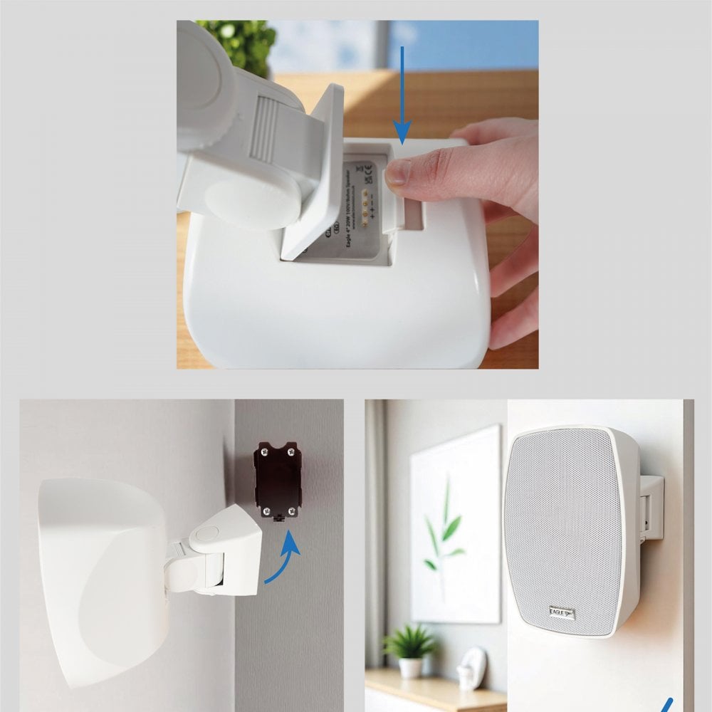 Pair of 6.5" Wall Speakers Indoor Outdoor Waterproof White