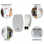 Pair of 6.5" Wall Speakers Indoor Outdoor Waterproof White