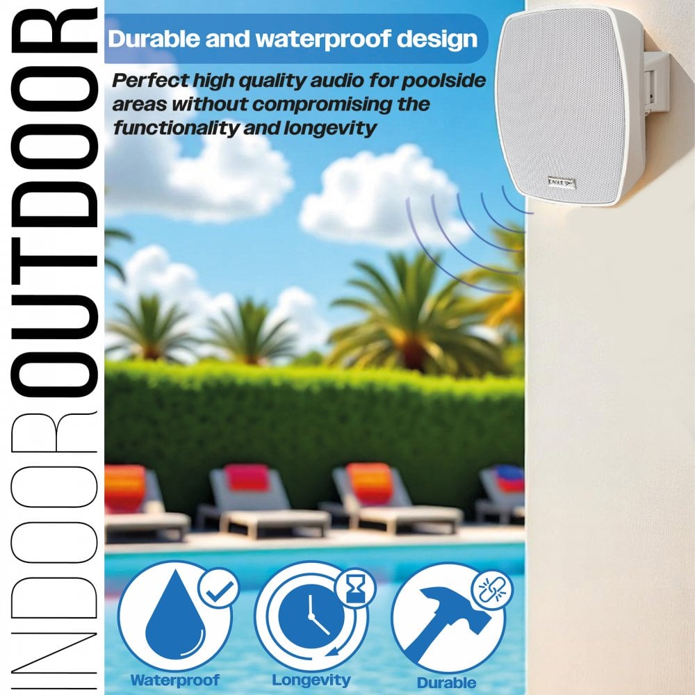 6-Zone Wall Mount Speaker System inc 6 White Speakers and Cable