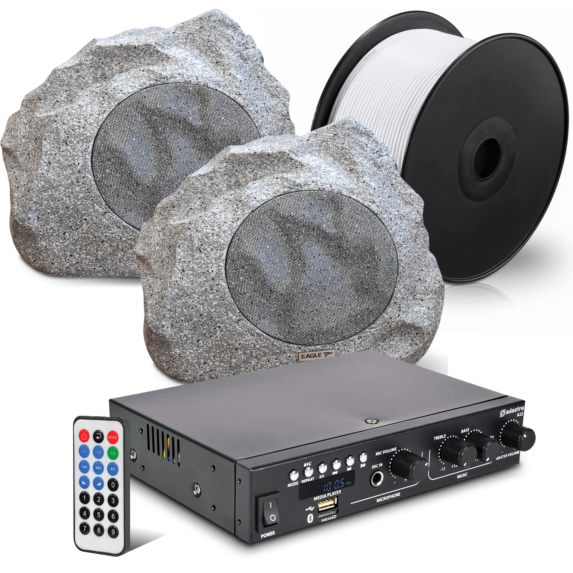 Digital Media Amp 2 x 6" Rock Speaker Outdoor Sound System