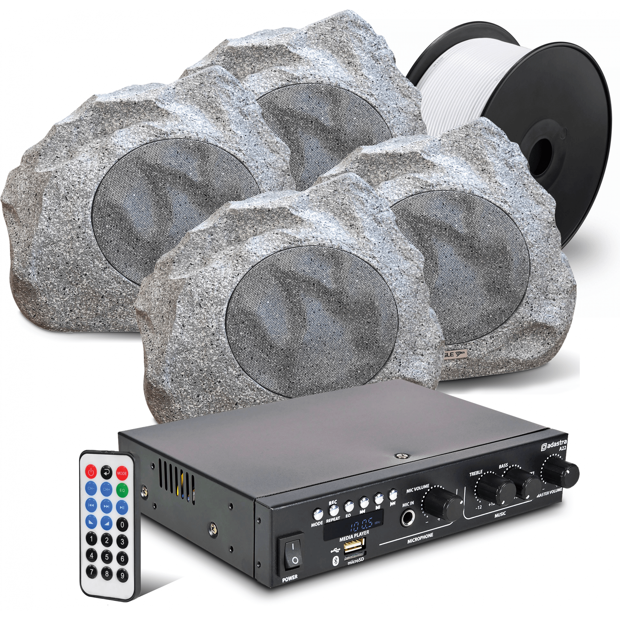 Digital Media Amp 4 x 4" Rock Speaker Outdoor Sound System