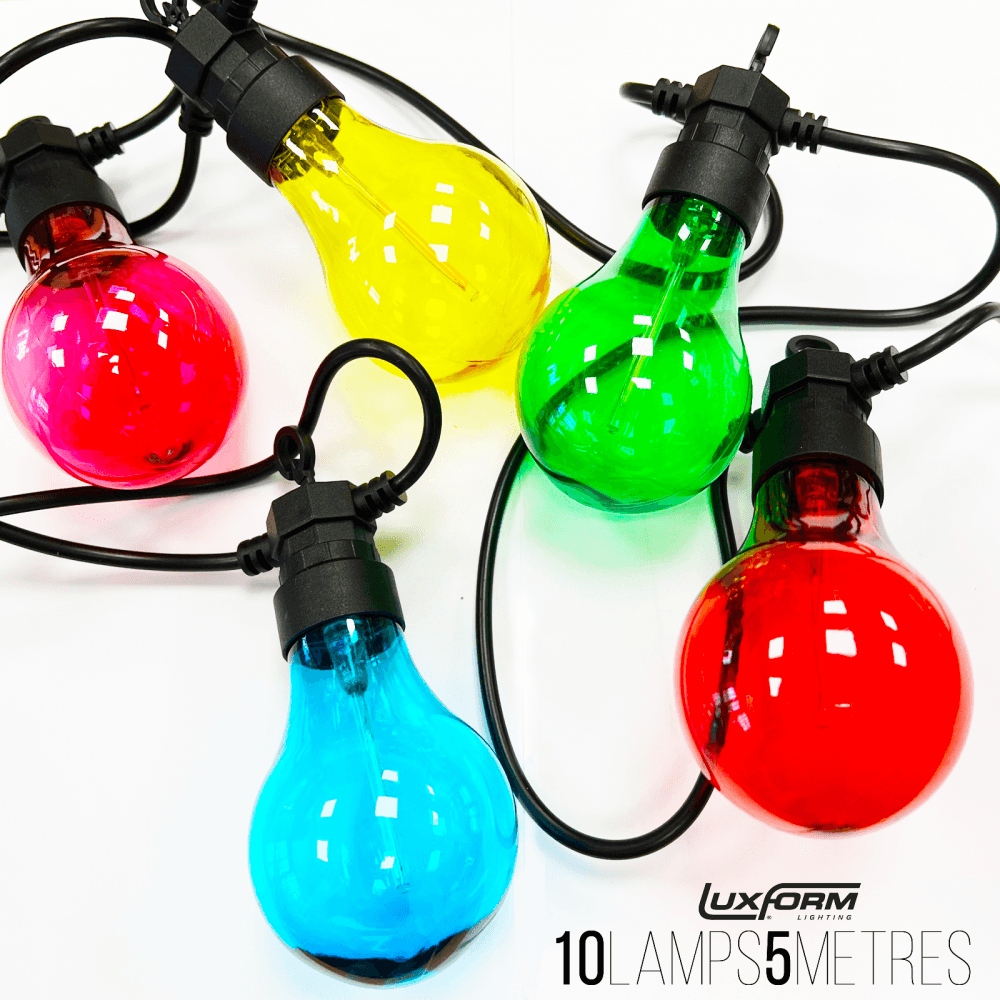 10 Large Multi Coloured LED Festoon Garden String Lights
