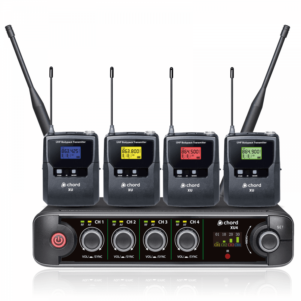 XU series UHF Quad Headset Lapel Microphone System